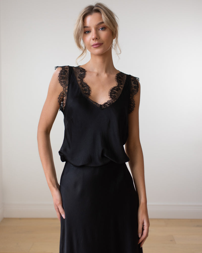 PREORDER Lace Trim Vest Black JAKI